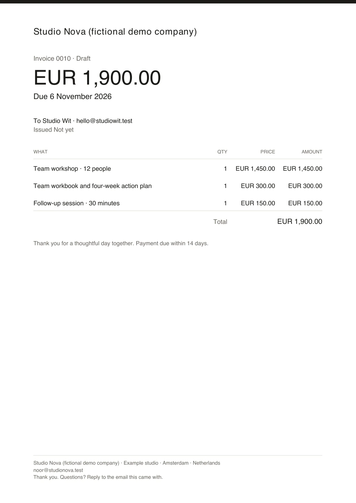 The invoice the finance floor made