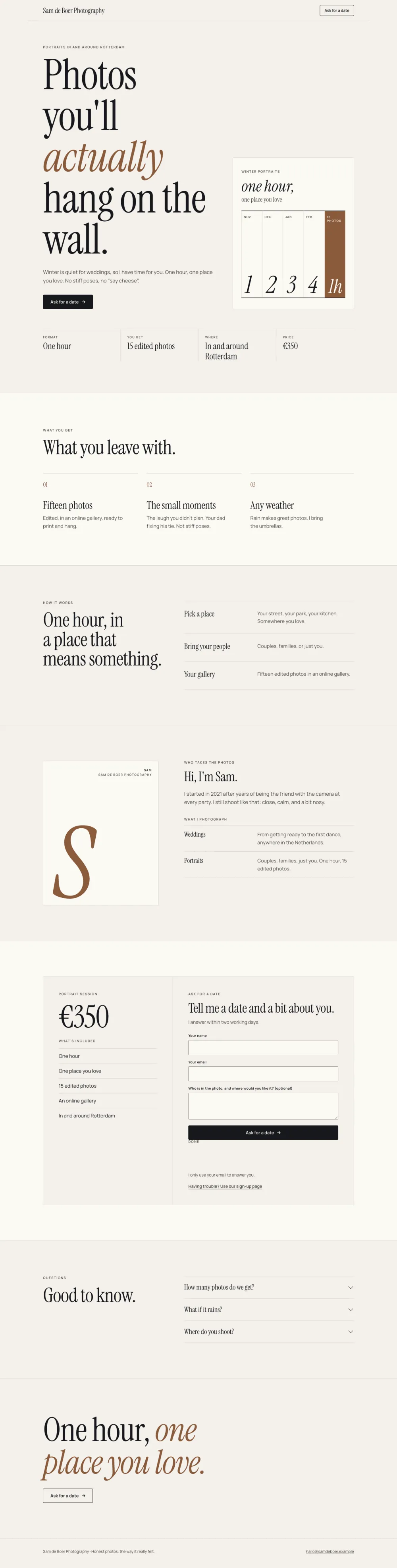 A landing page made with Company of One